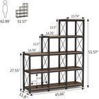 12 Shelves Ladder Bookshelf, Industrial Corner Bookshelf