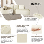 125 Stylish Chaise Lounge Modern Indoor Lounge Sofa Sleeper Sofa with Clean Lines for Living Room, Beige