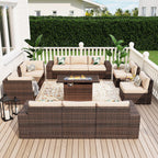 13 Pieces Patio Furniture Set with 44Fire Pit Table