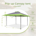 13' x 13' Outdoor Canopy Patio Gazebo Reinforced garden Pop-up Canopy Tentwith Elegant Corner Curtain - 13x13ft