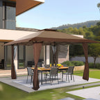 13' x 13' Outdoor Canopy Patio Gazebo Reinforced garden Pop-up Canopy Tentwith Elegant Corner Curtain - 13x13ft