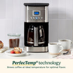 14-Cup Programmable Coffee Maker, Glass Carafe, Brew Strength Control, 1-4 Cup Setting, Stainless Steel