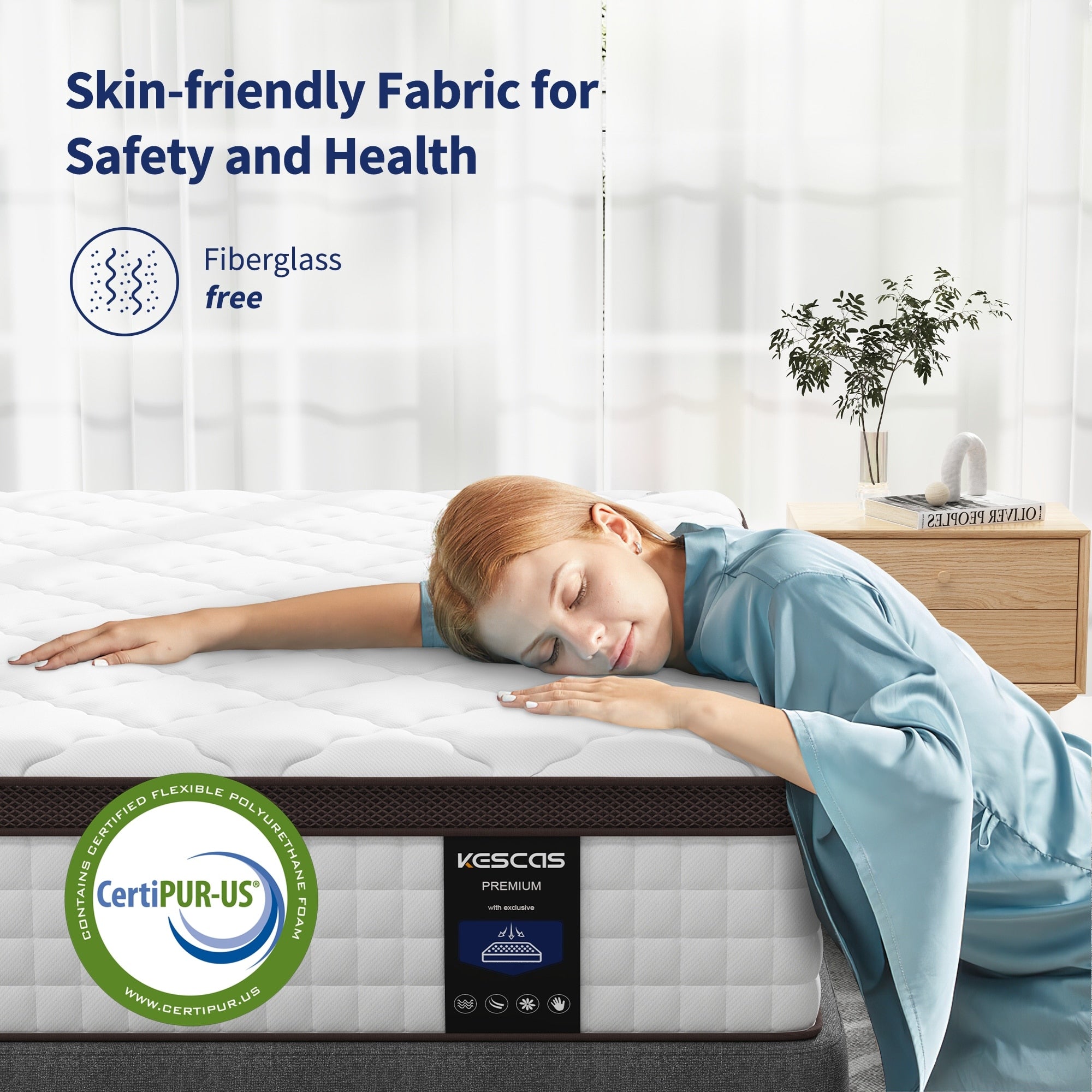 14 Hybrid Mattress - Bamboo Charcoal Gel Memory Foam & 7-Zone Pocket Coil Support, Medium Firm, 100-Night Trial