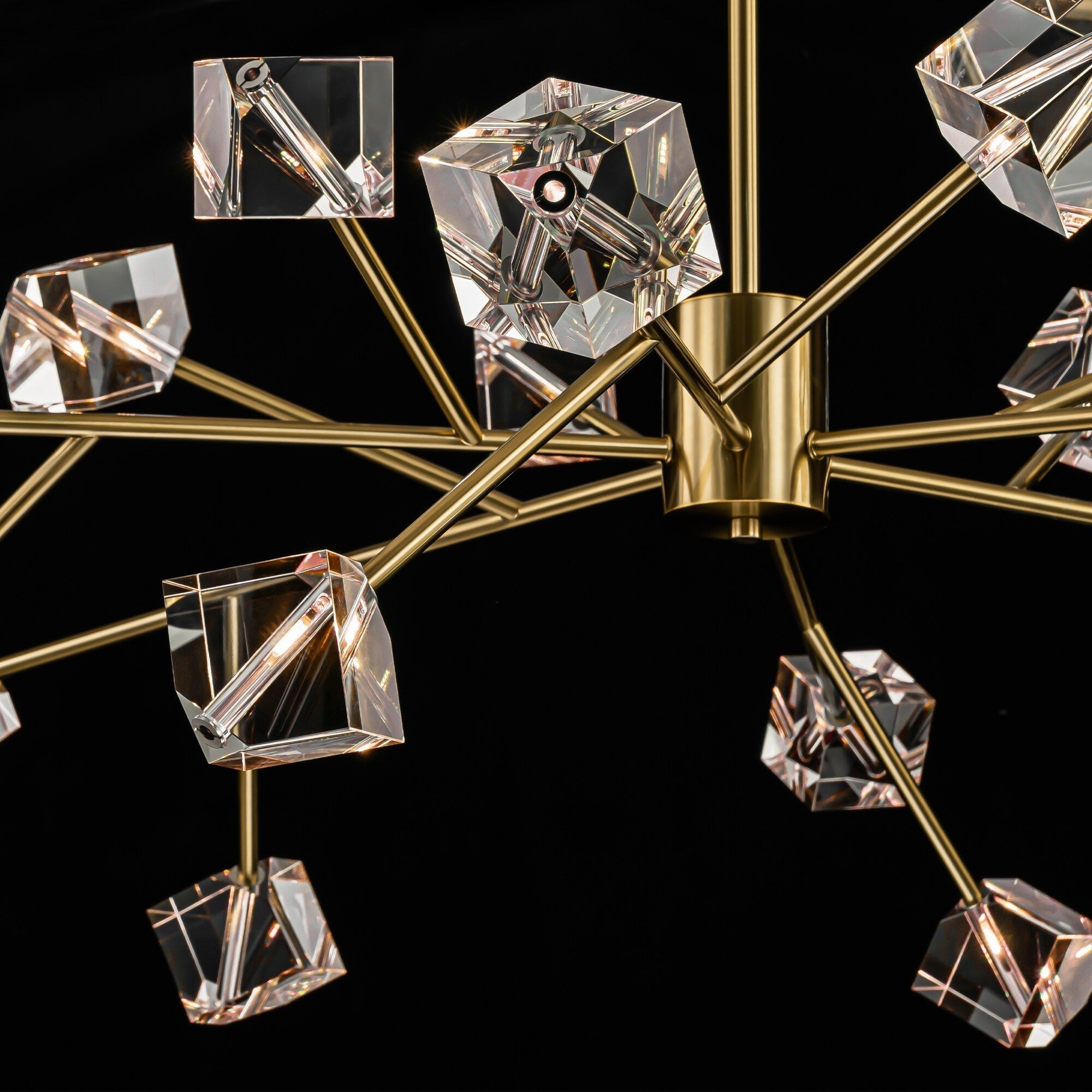 18-Light Modern Glam Luxury Sputnik Linear Cluster Crystal Chandelier for Dining Room/Living Room