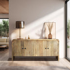 SB- Carved Front Waterfall Edge Sideboard