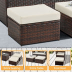 2-PC Patio Wicker Ottomans--Clearance