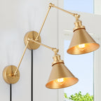 2 Set Modern Swing Arm Lights Adjustable Plug-in Hardwired Wall Sconces