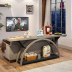 2-Tier Narrow Long Console Sofa Table with Semi-Circular Frame for Entryway,Gray Hallway Accent Tables