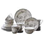 222 Fifth Adelaide 16-Piece Porcelain Dinnerware Set with Round Plates, Bowls, and Mugs, Antique White