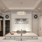 24.8 in. 8-Light Farmhouse Chandelier, Crystal Chandelier, Drum Chandelier for Dining Room Living Room Bedroom Kitchen