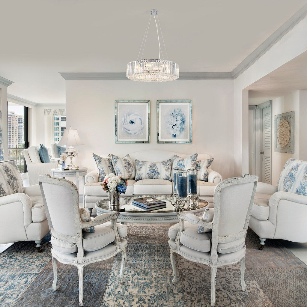 24.8 in. 8-Light Farmhouse Chandelier, Crystal Chandelier, Drum Chandelier for Dining Room Living Room Bedroom Kitchen