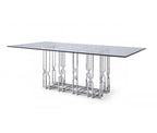 VG - ERICSON GLASS & STAINLESS STEEL DINING TABLE