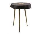 TV - TIMBER BLACK & BRASS SIDE TABLE