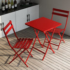 3 Piece Patio Minimalist Bistro Set Foldable Square Table & Chairs - 3-Piece
