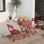 3 Piece Patio Minimalist Bistro Set Foldable Square Table & Chairs - 3-Piece