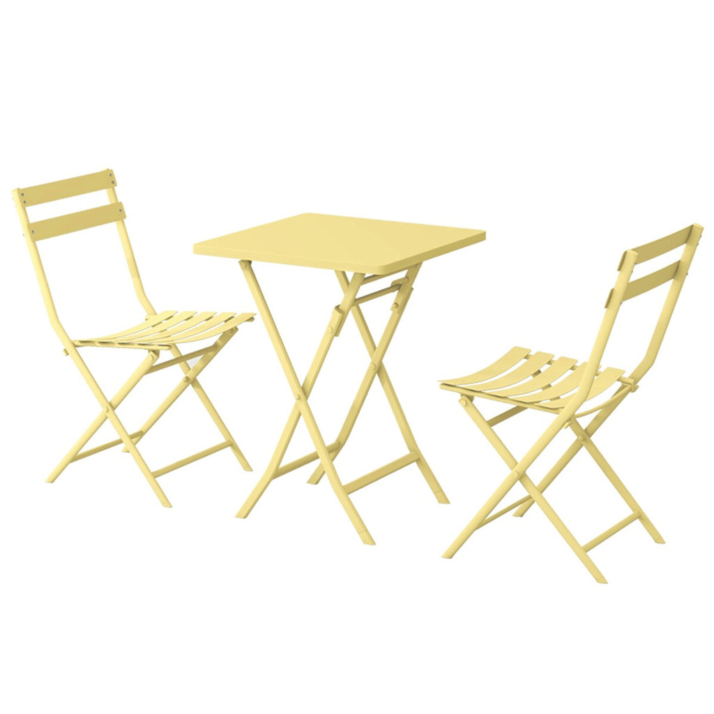3 Piece Patio Minimalist Bistro Set Foldable Square Table & Chairs - 3-Piece