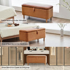 39.5 Off White Boucle Storage Ottoman Bench Sherpa Storage Bench Ottoman Foot Rest End of Bed for Living Room Bedroom,Wood Leg