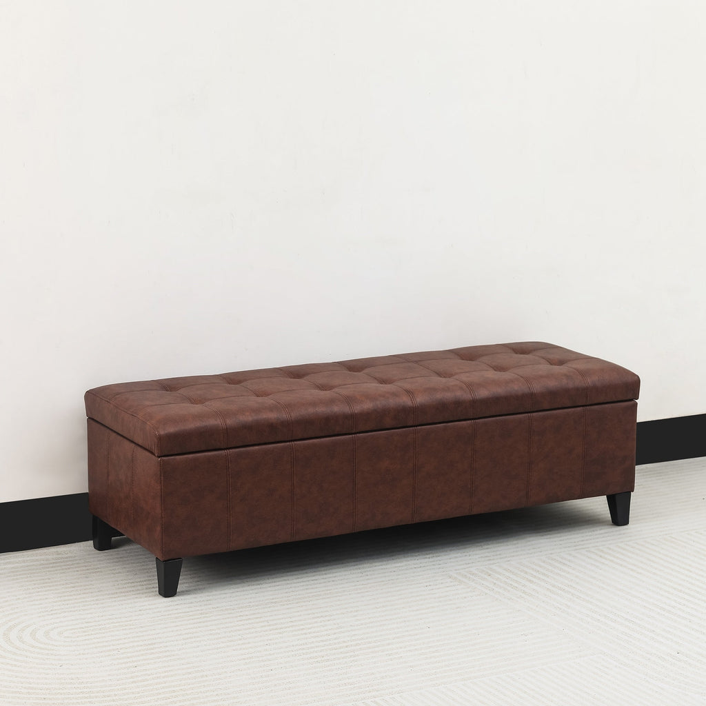 Adeco 50 Bonded Leather Storage Ottoman Bench