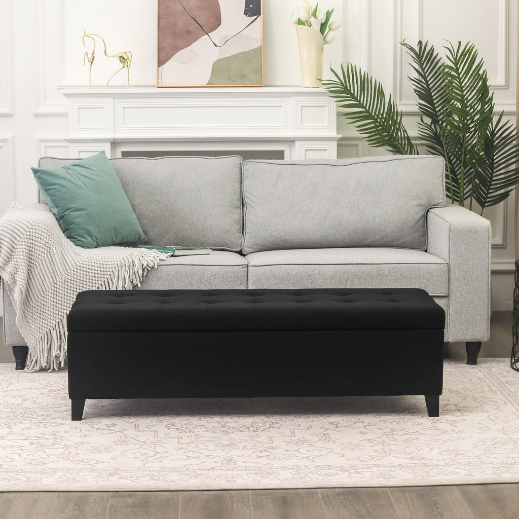 Adeco 50 Bonded Leather Storage Ottoman Bench