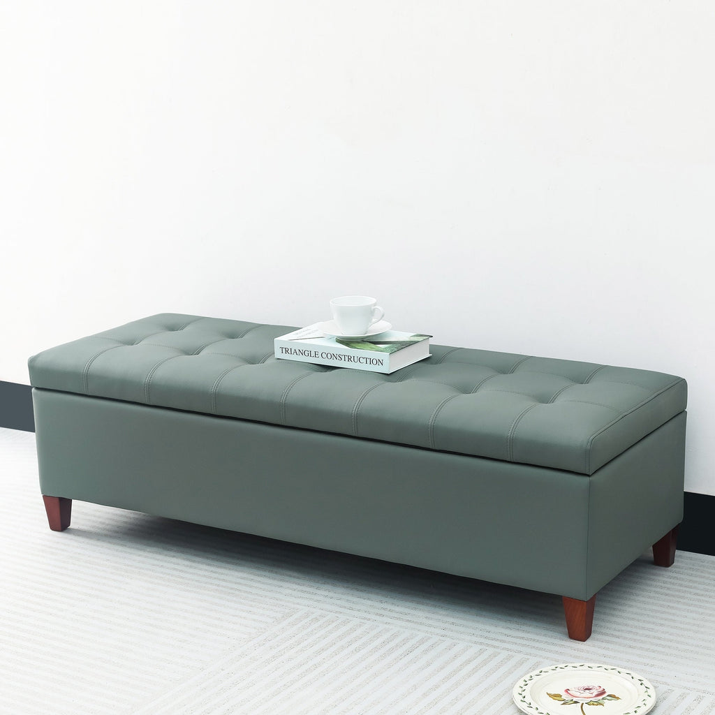 Adeco 50 Bonded Leather Storage Ottoman Bench