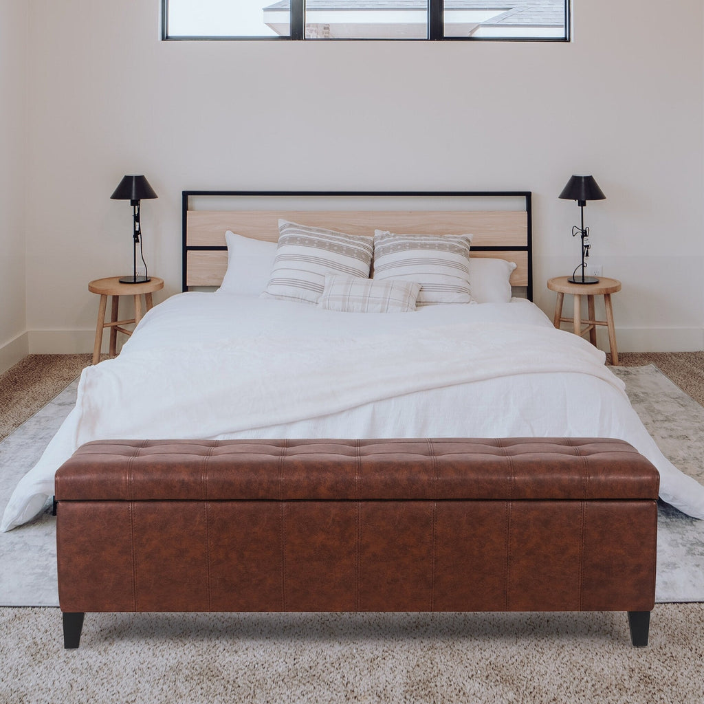 Adeco 50 Bonded Leather Storage Ottoman Bench