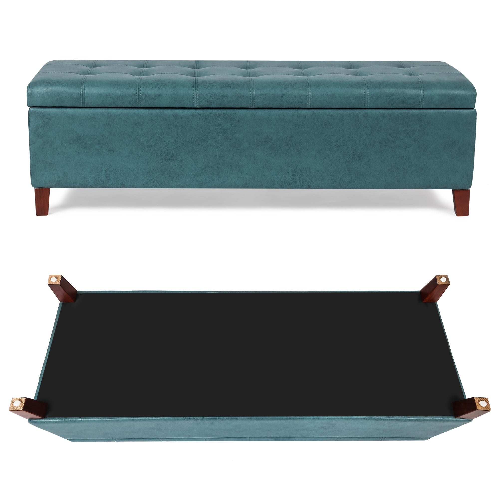 Adeco 50 Bonded Leather Storage Ottoman Bench