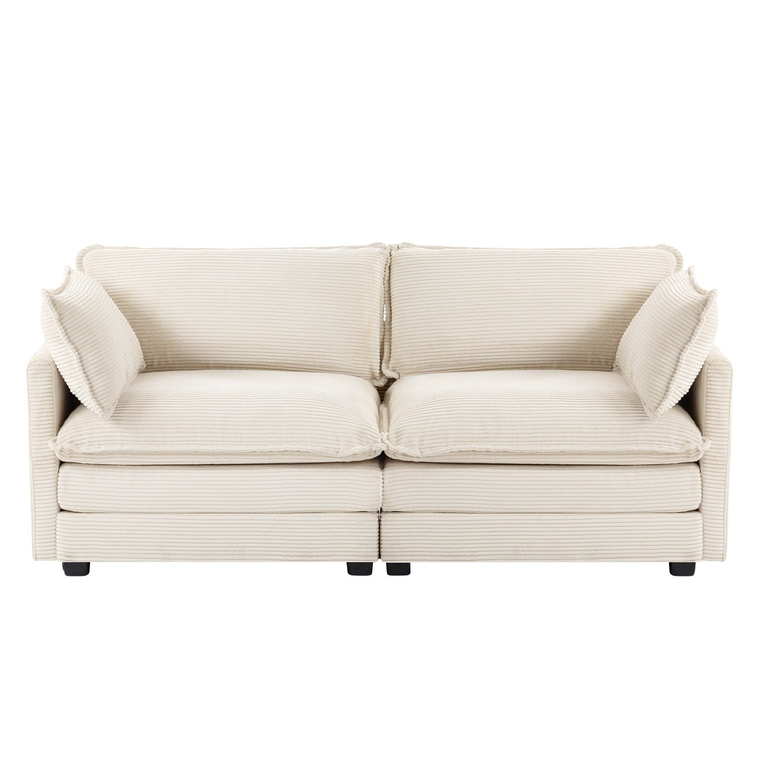 Corduroy Sectional Sofa with Removable Ottomans & Ultra-soft Cushions for Living Room & Bedroom