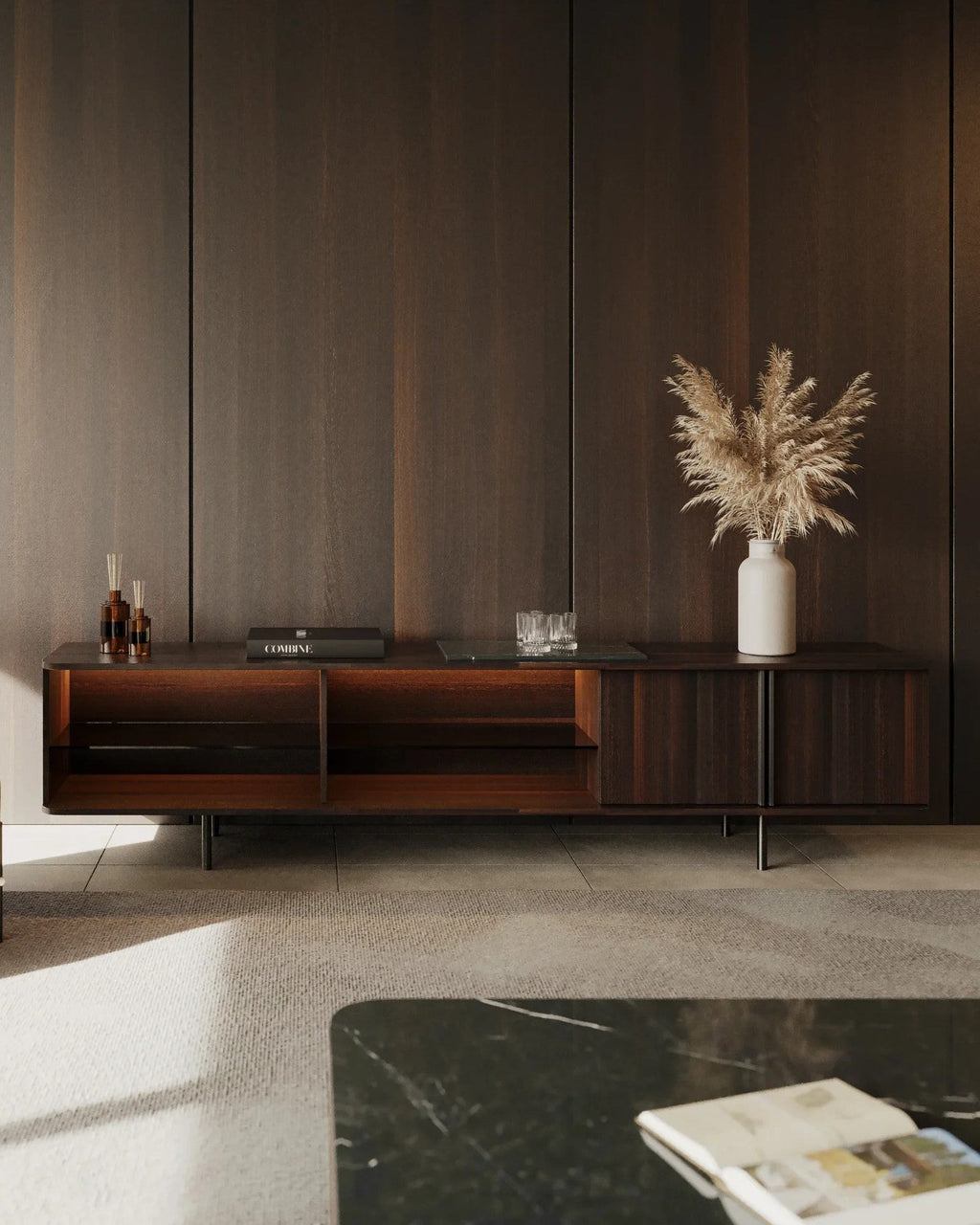 Nord TV Cabinet, 200–220 cm wide, for media storage in the living room