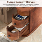 Solid Wood Chairside End Table, Two-Drawer Narrow Side Table Slim